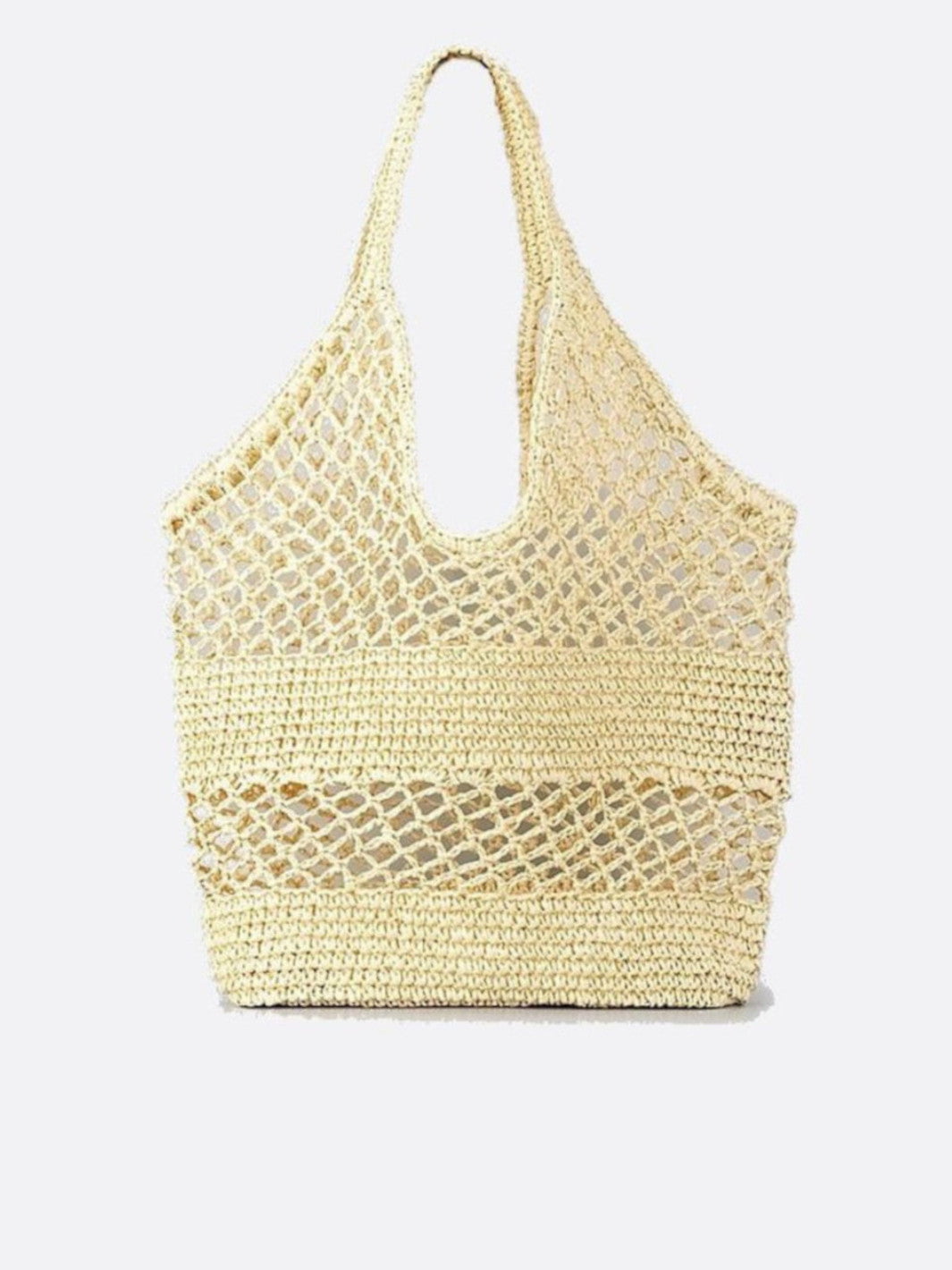Sac fourre-tout paille crochet beige