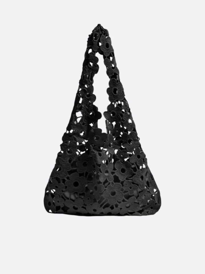 Sac fourre-tout fleuri noir