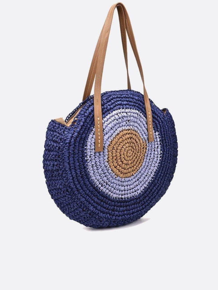 Sac paille coloré bleu