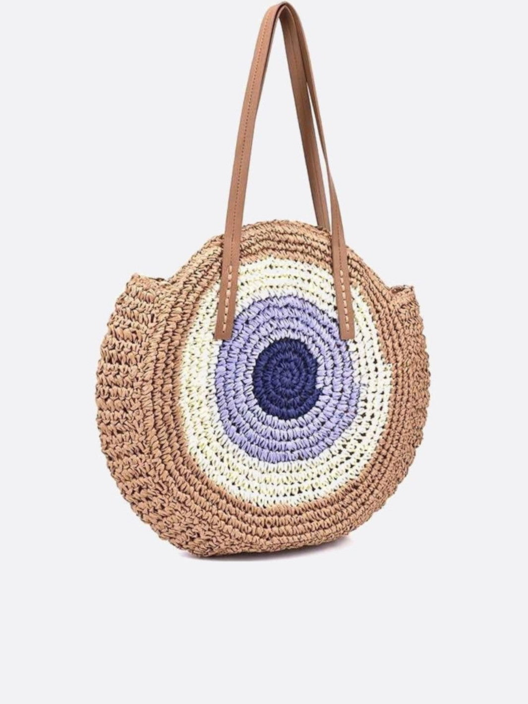 Sac paille coloré marron clair