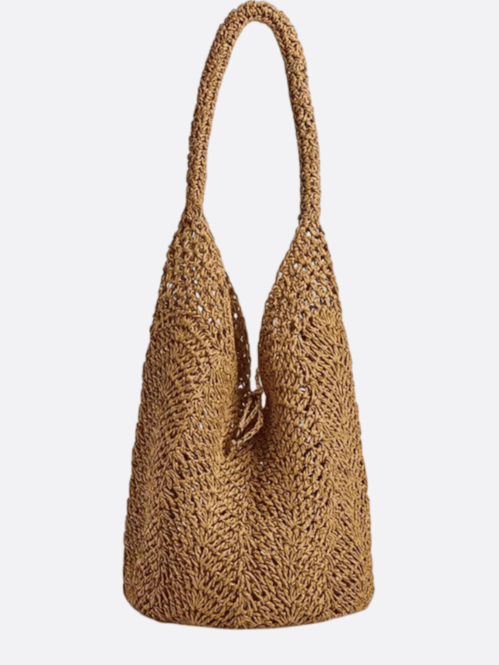 sac paille fourre-tout marron