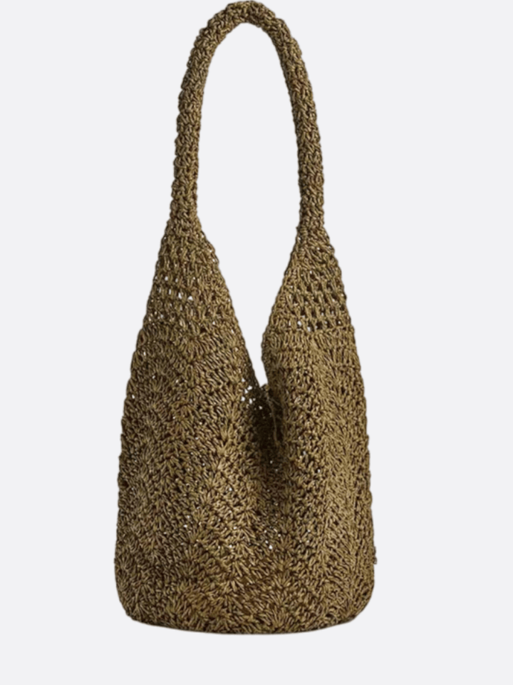 sac paille fourre-tout marron foncé