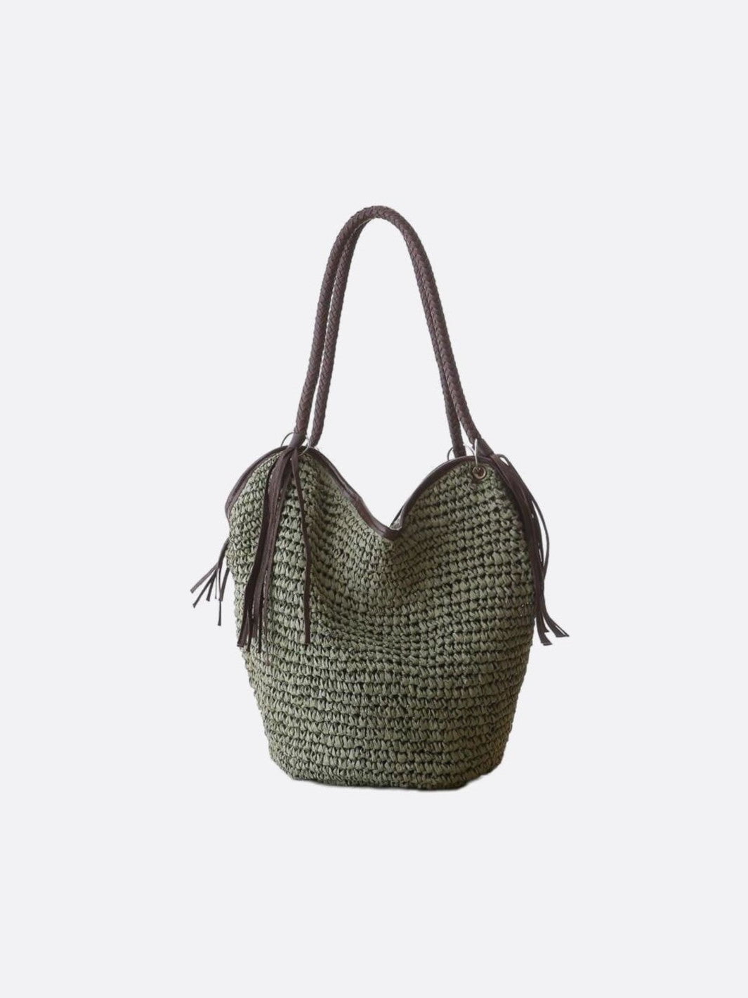 Sac paille vert foncé