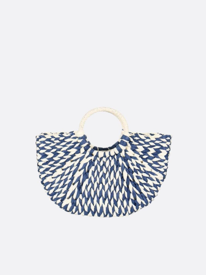 sac panier osier bleu et blanc