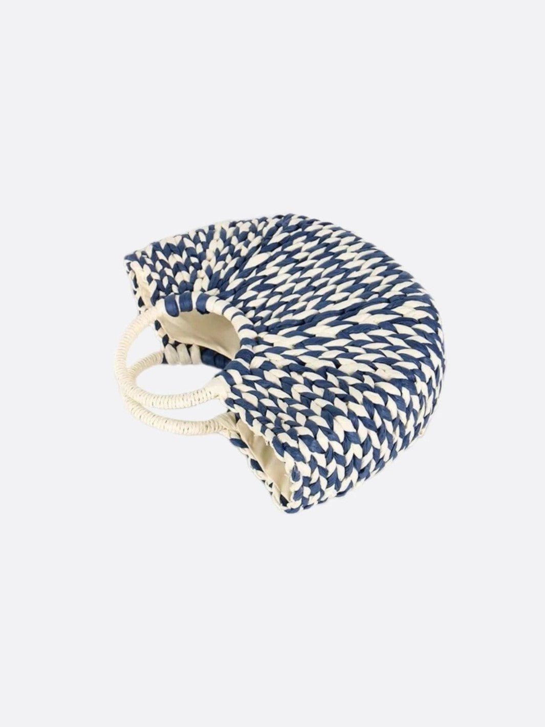 Sac panier en osier bleu et blanc <br>Marina
