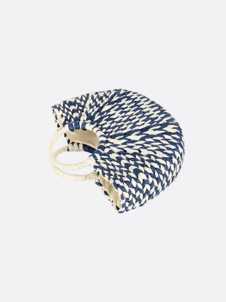 Sac panier en osier bleu et blanc <br>Marina