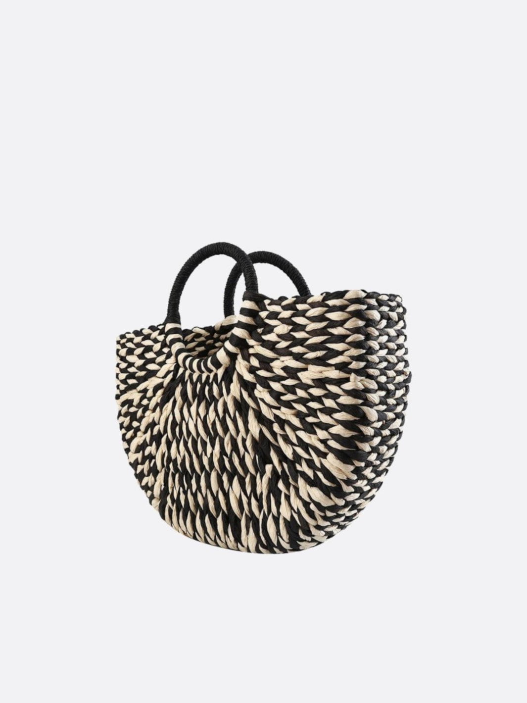 Sac panier osier noir et blanc