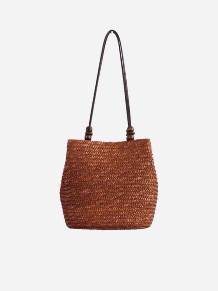 Sac porté épaule paille marron