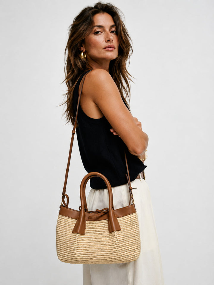 sac raphia et cuir femme