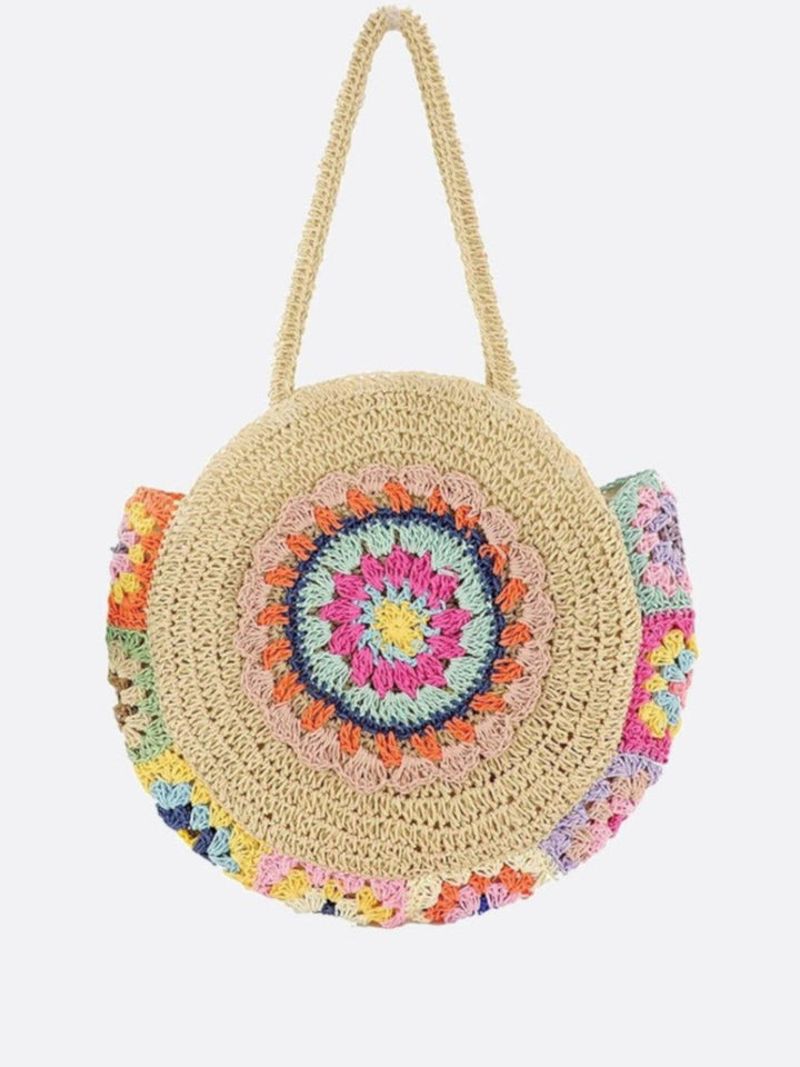 Sac rond paille beige