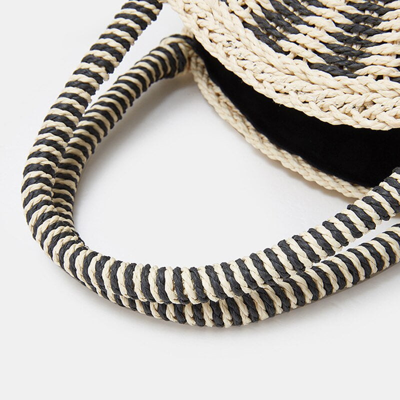 Black and white round rope bag