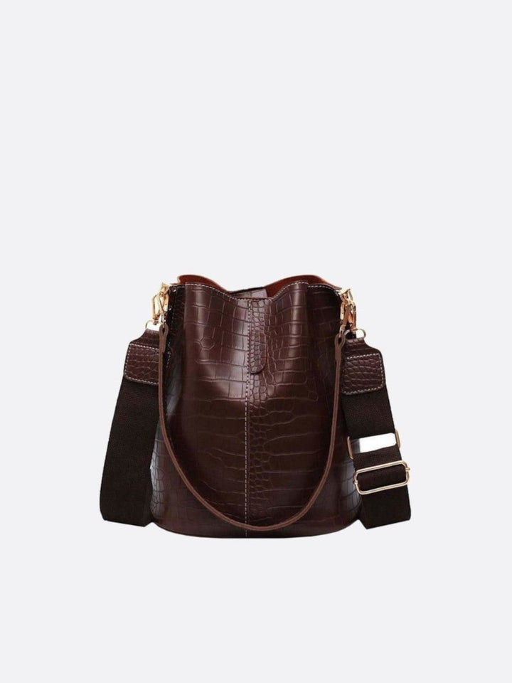 Sac seau croco marron