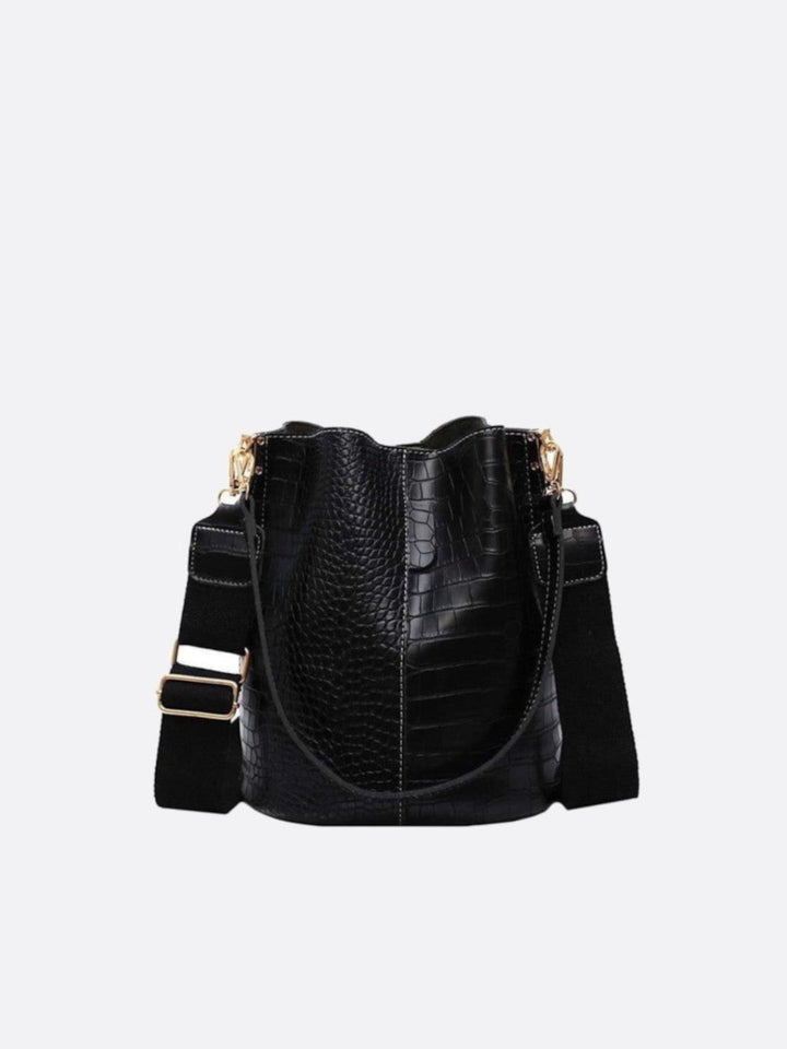 sac seau croco noir