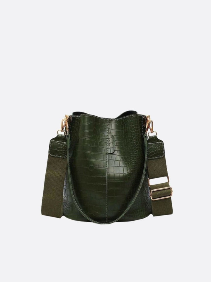 Sac seau croco vert foncé