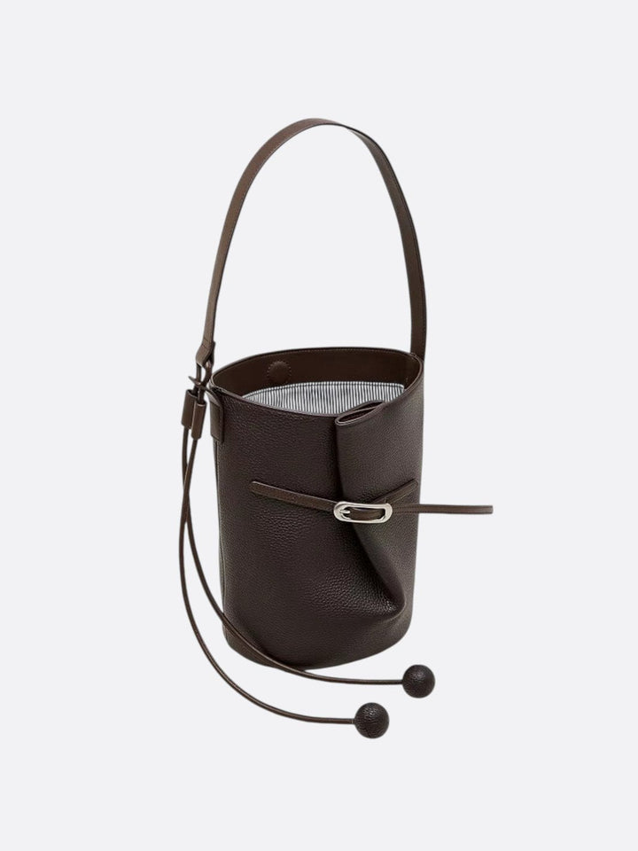 sac seau cuir marron chocolat