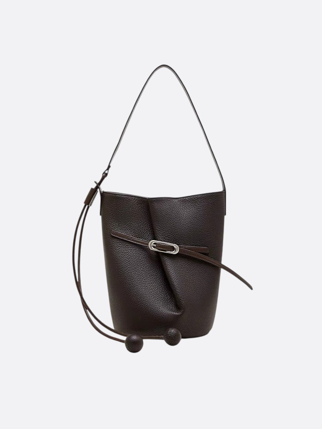 sac seau cuir marron