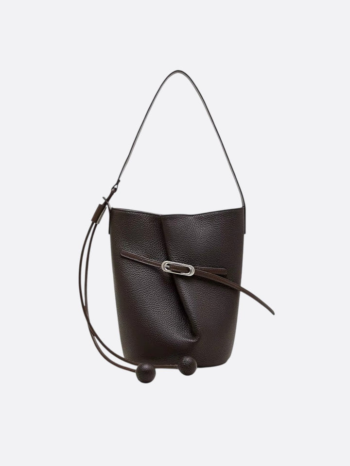 sac seau cuir marron