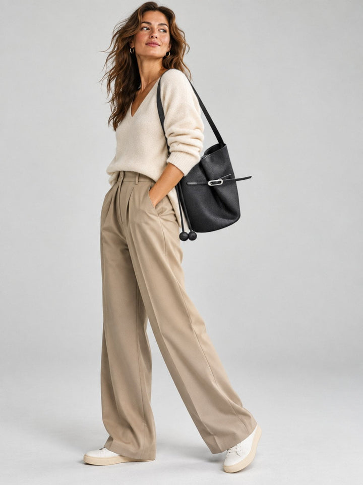 sac seau cuir noir femme