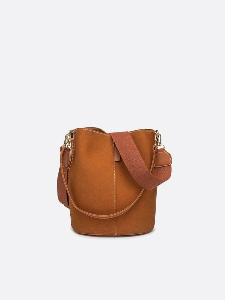 Sac seau camel cuir brossé
