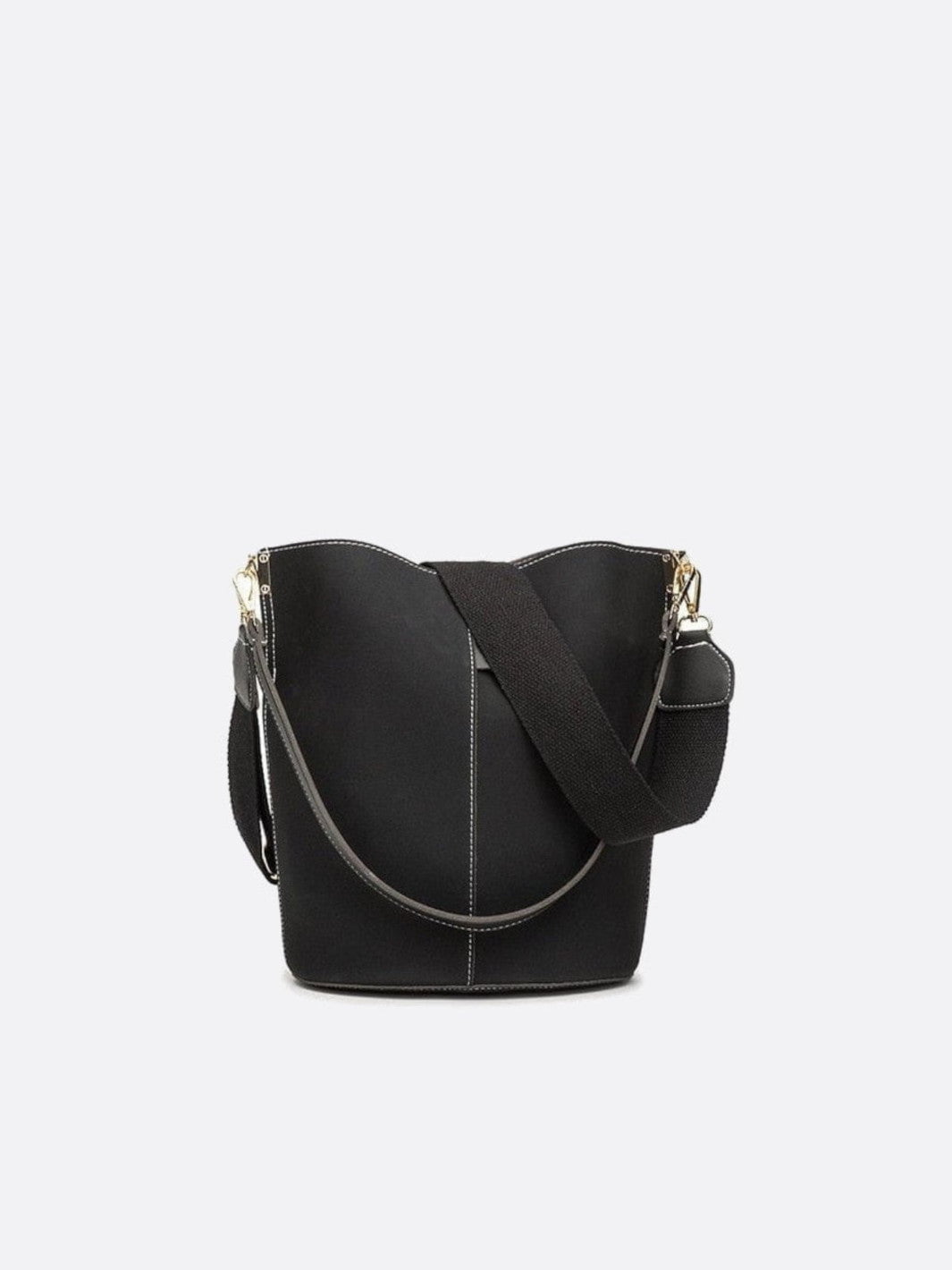 Sac seau noir cuir brossé