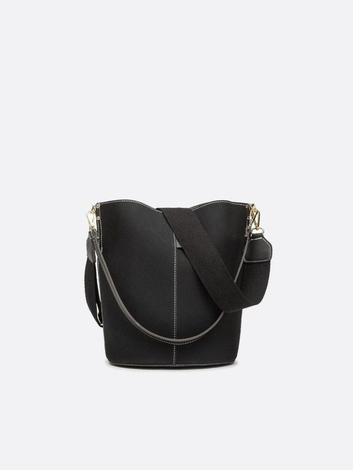 Sac seau noir cuir brossé