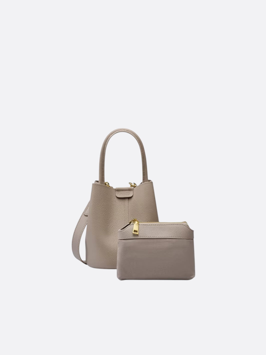 sac seau cuir grainé avec pochette