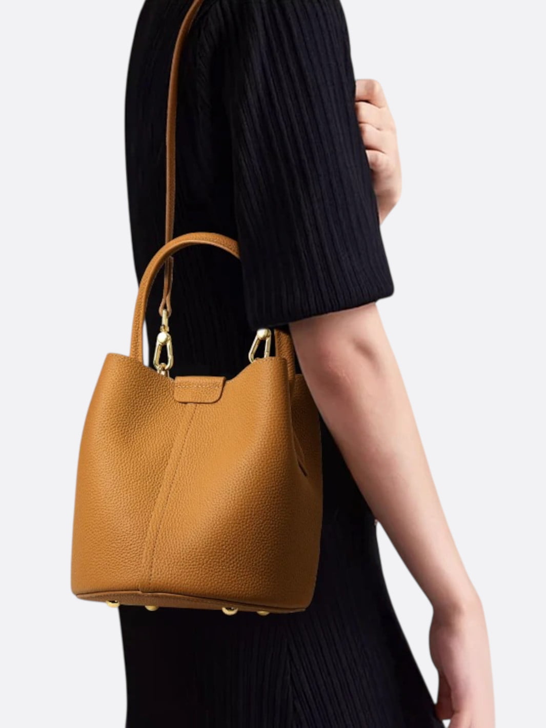 sac seau cuir grainé femme