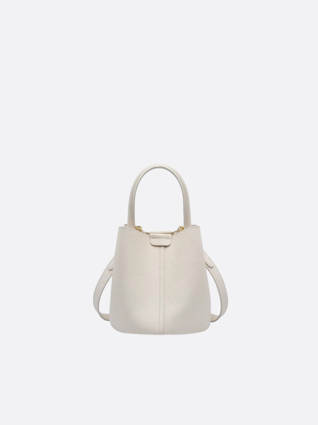 sac seau cuir grainé blanc