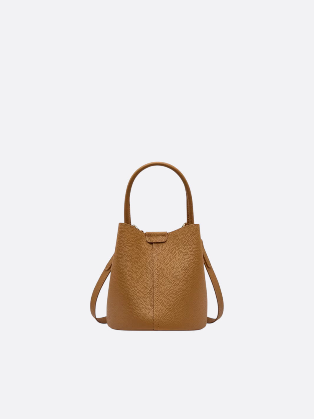 sac seau cuir grainé camel