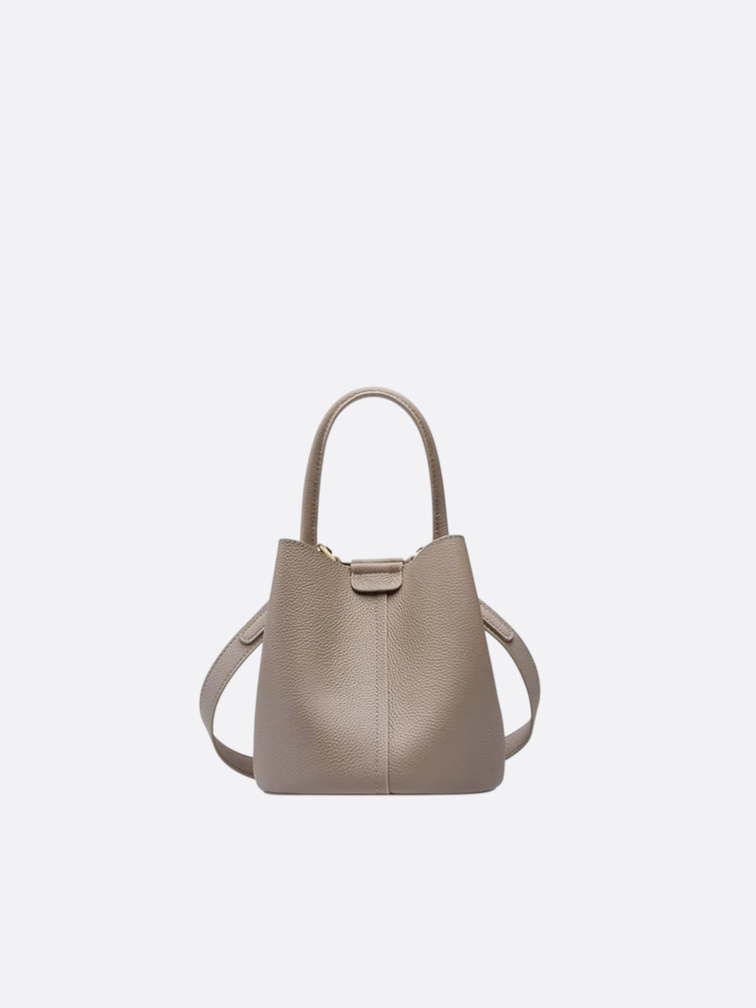 sac seau cuir grainé grège