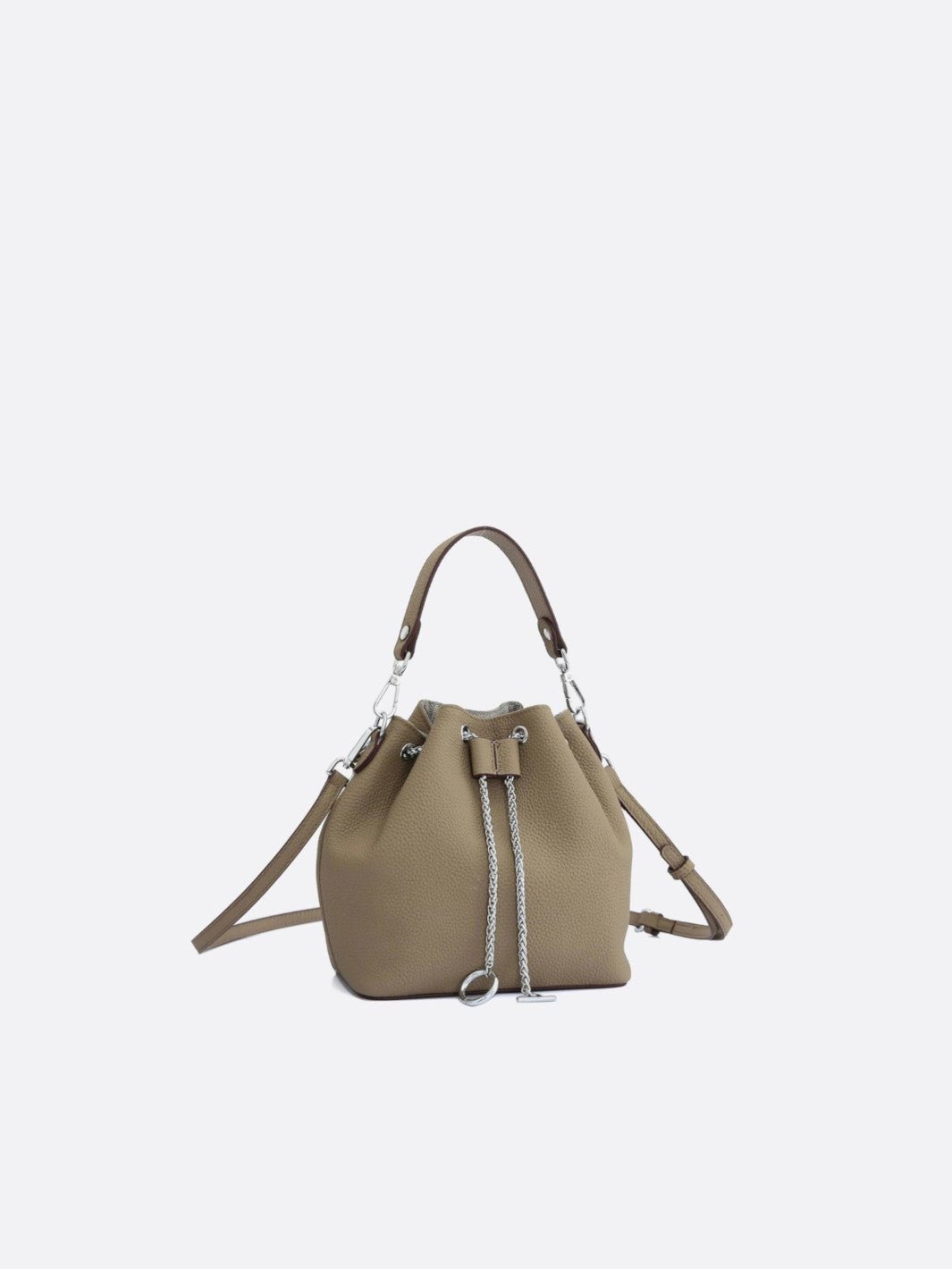Beige Sac à Main Seau Cuir Sac Seau En Cuir Grainé – Gonsac