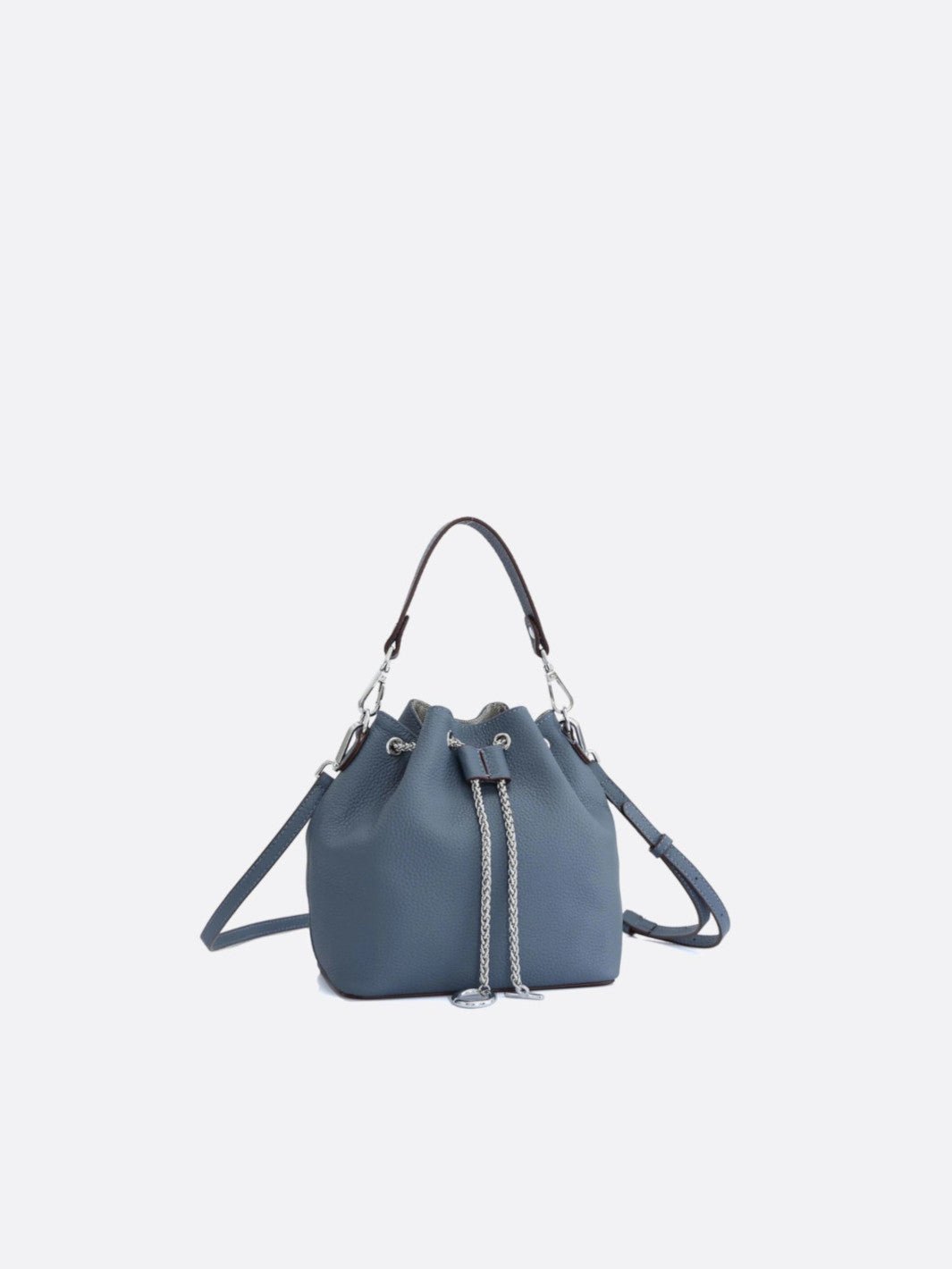 Sac seau bleu canard cuir grainé