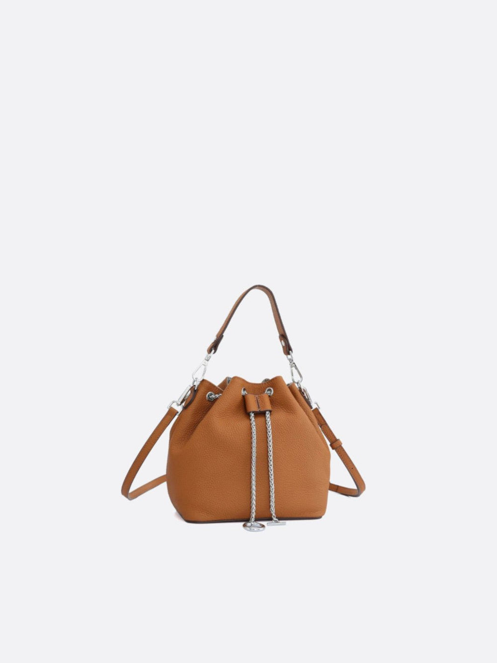 Sac seau camel cuir grainé