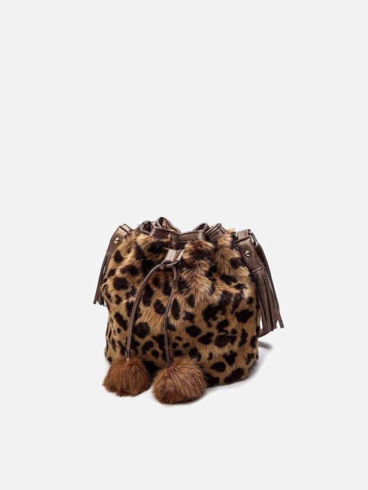 Sac seau léopard fausse fourrure