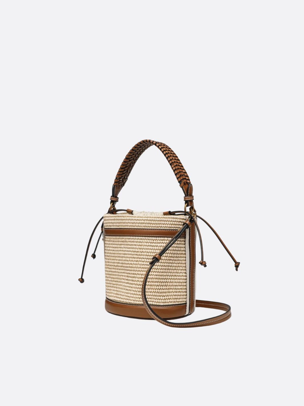 sac raphia et cuir marron