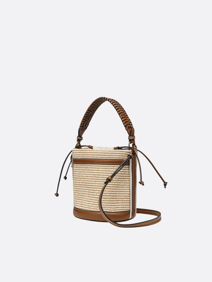 sac raphia et cuir marron