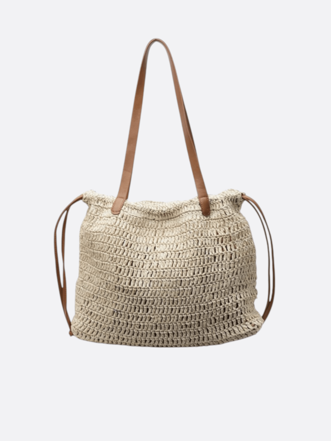 sac souple paille beige