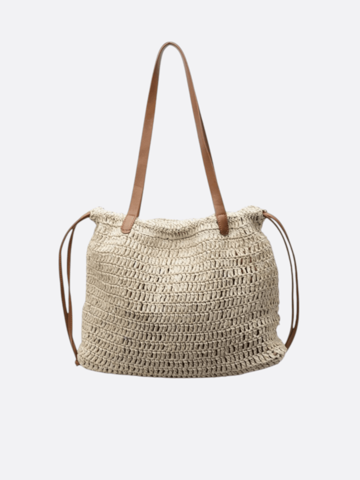 sac souple paille beige