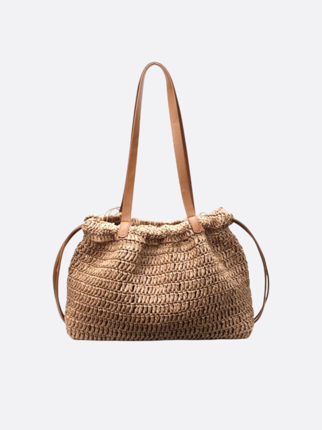 sac souple paille marron clair