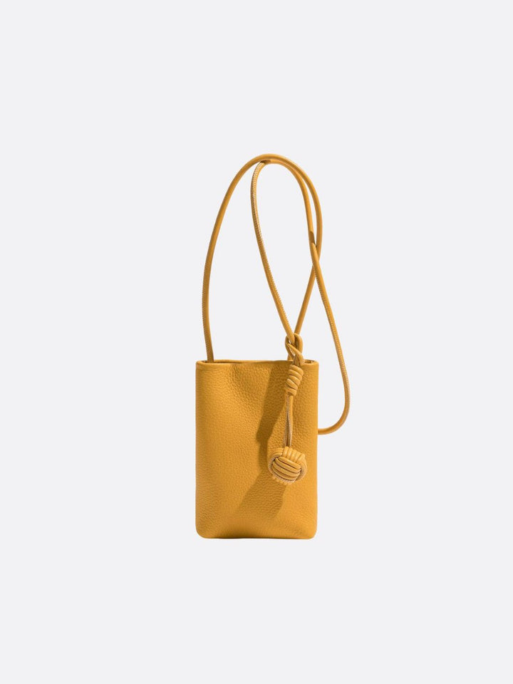 sac téléphone cuir jaune moutarde