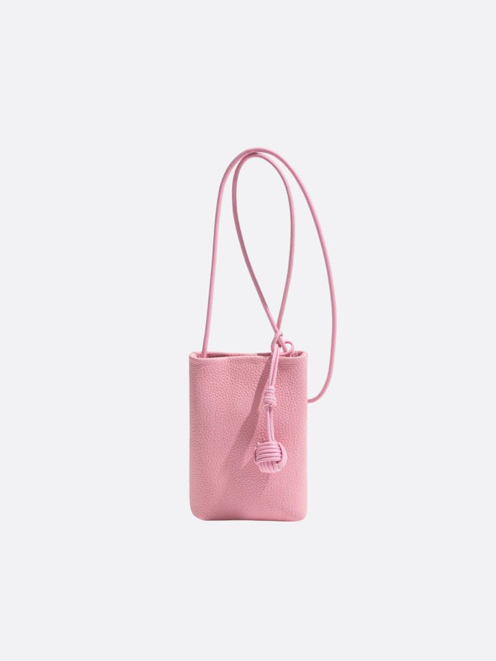 Sac téléphone cuir rose