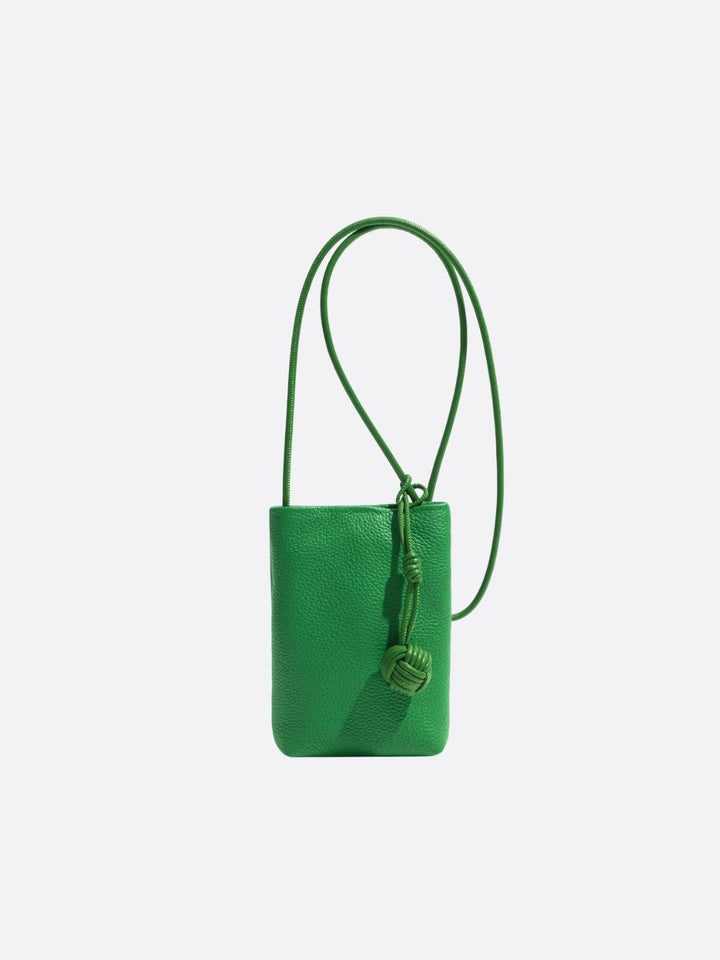 sac téléphone cuir vert