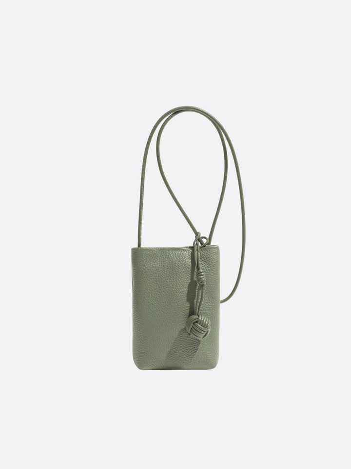 sac téléphone cuir vert sauge