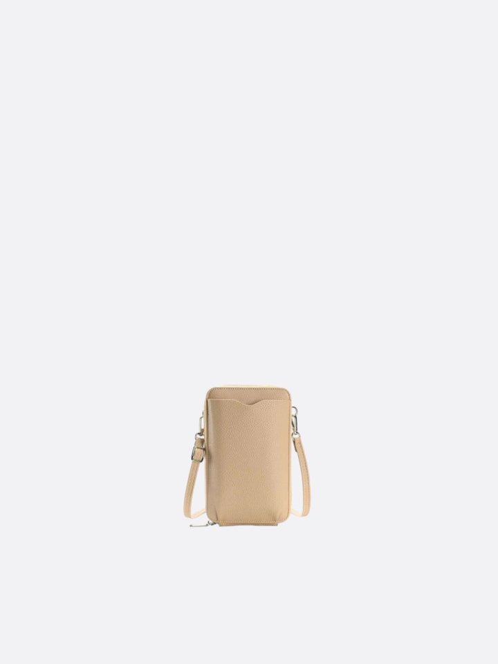 sac téléphone portefeuille beige