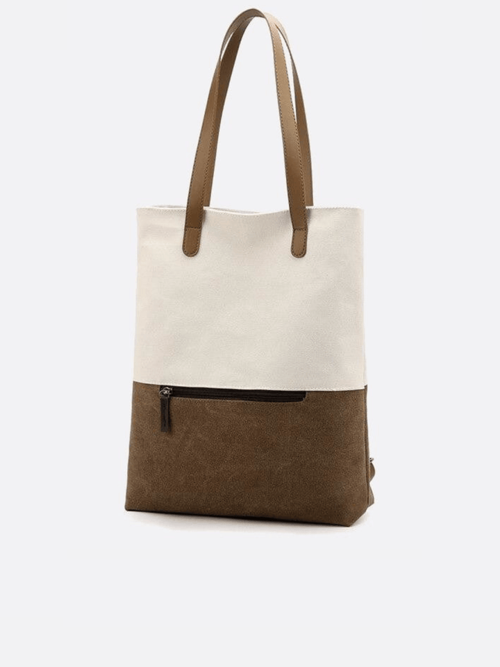 Sac toile porté épaule et dos blanc