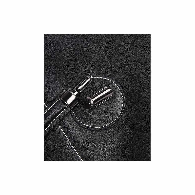 Black leather tote handbag