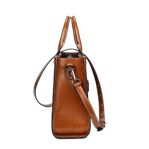 Vintage leather tote handbag