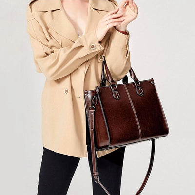 sac à main cabas cuir marron femme vintage
