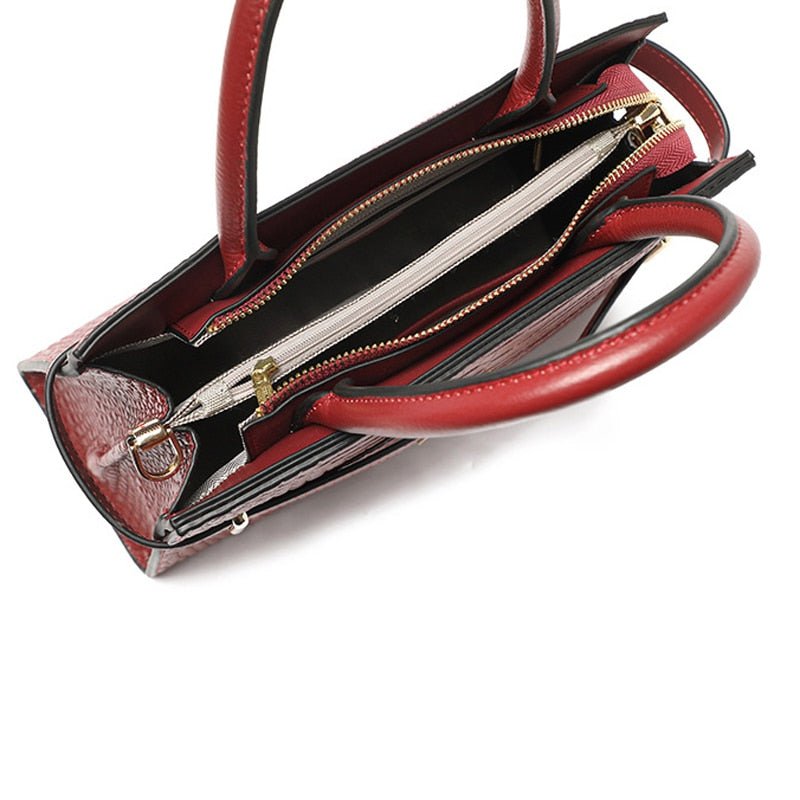 Croc-effect leather handbag 