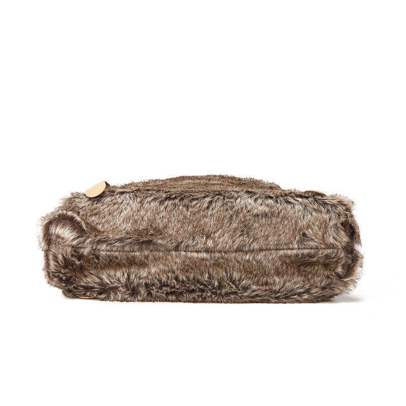 Faux fur handbag with shoulder strap